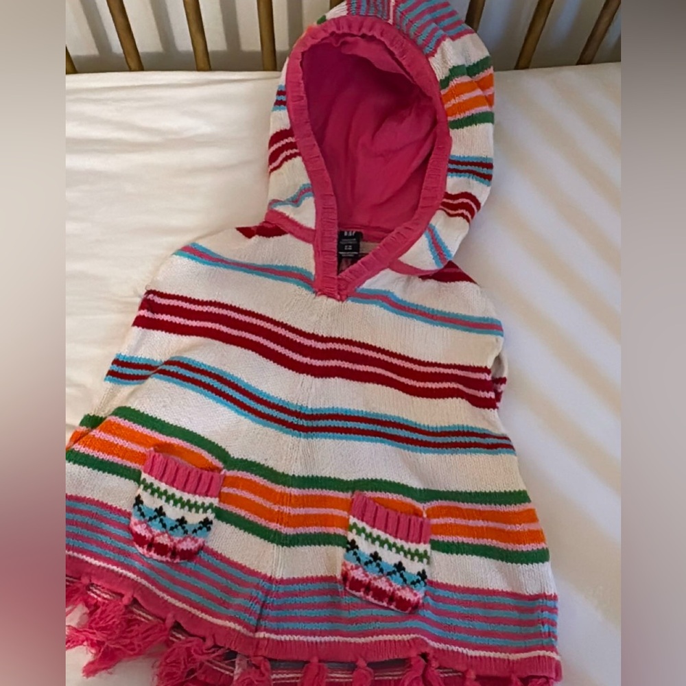 Baby gap striped sleeveless sweater poncho toddler girls small